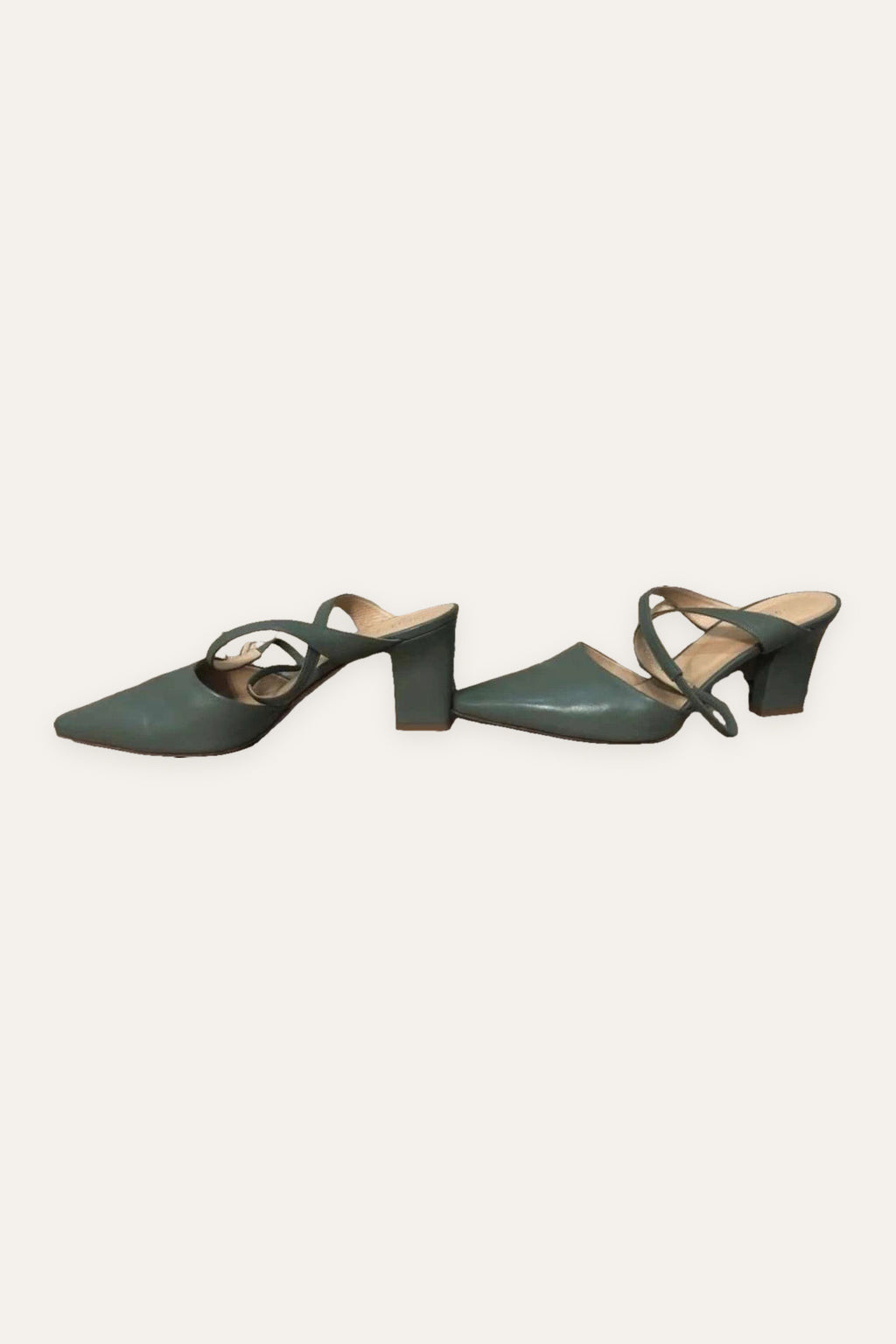 Aeyde khaki green heeled sandals