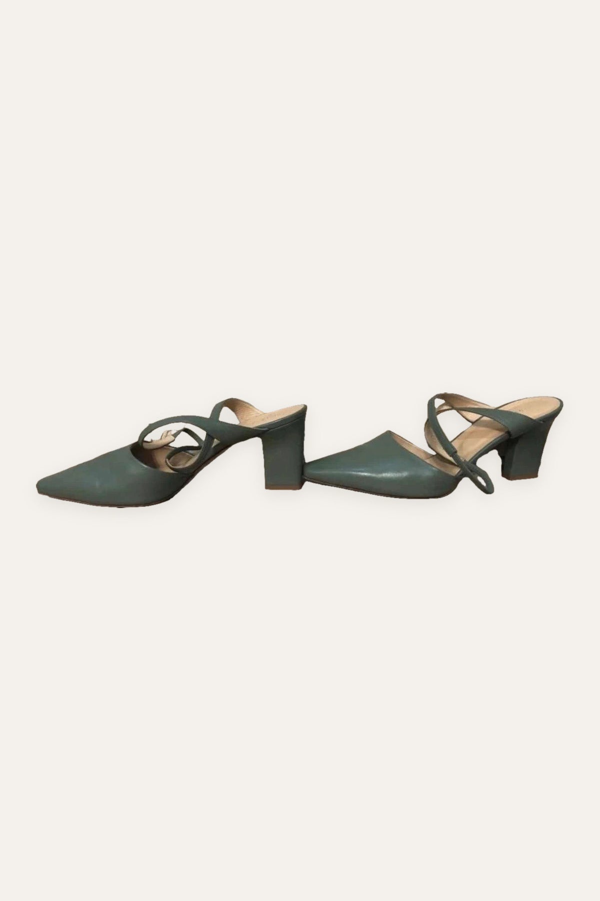 Aeyde khaki green heeled sandals