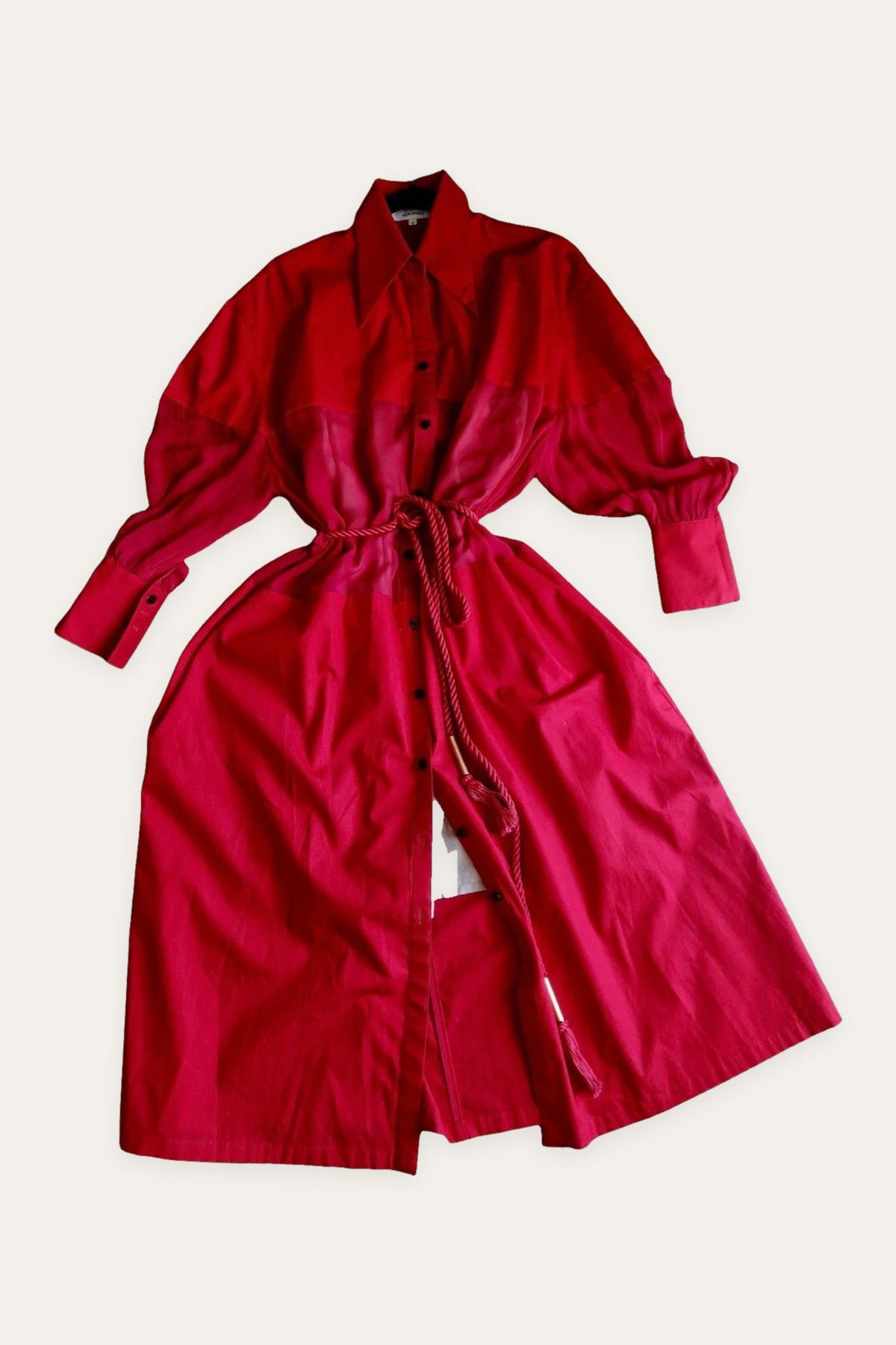 Akira Naka red cotton silk dress