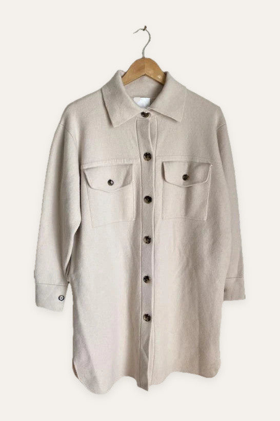 Allude cream wool cashmere coat cardigan