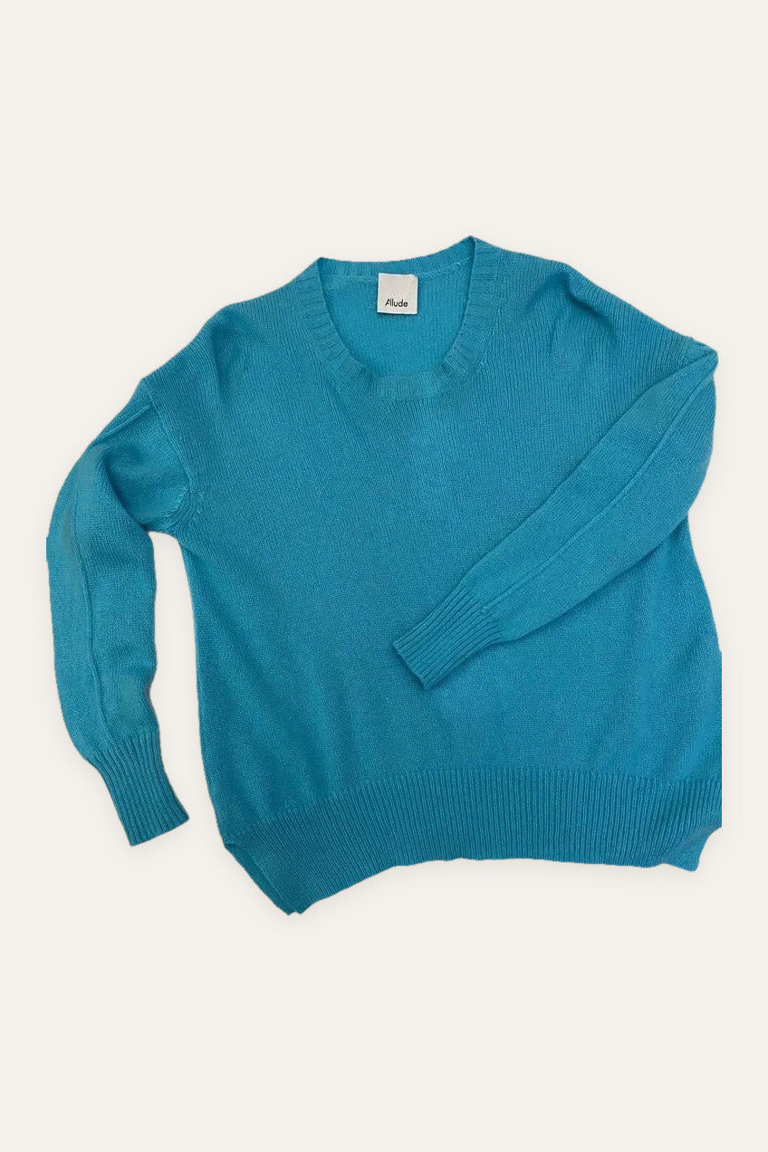 Allude turquoise 100% cashmere oversize sweater