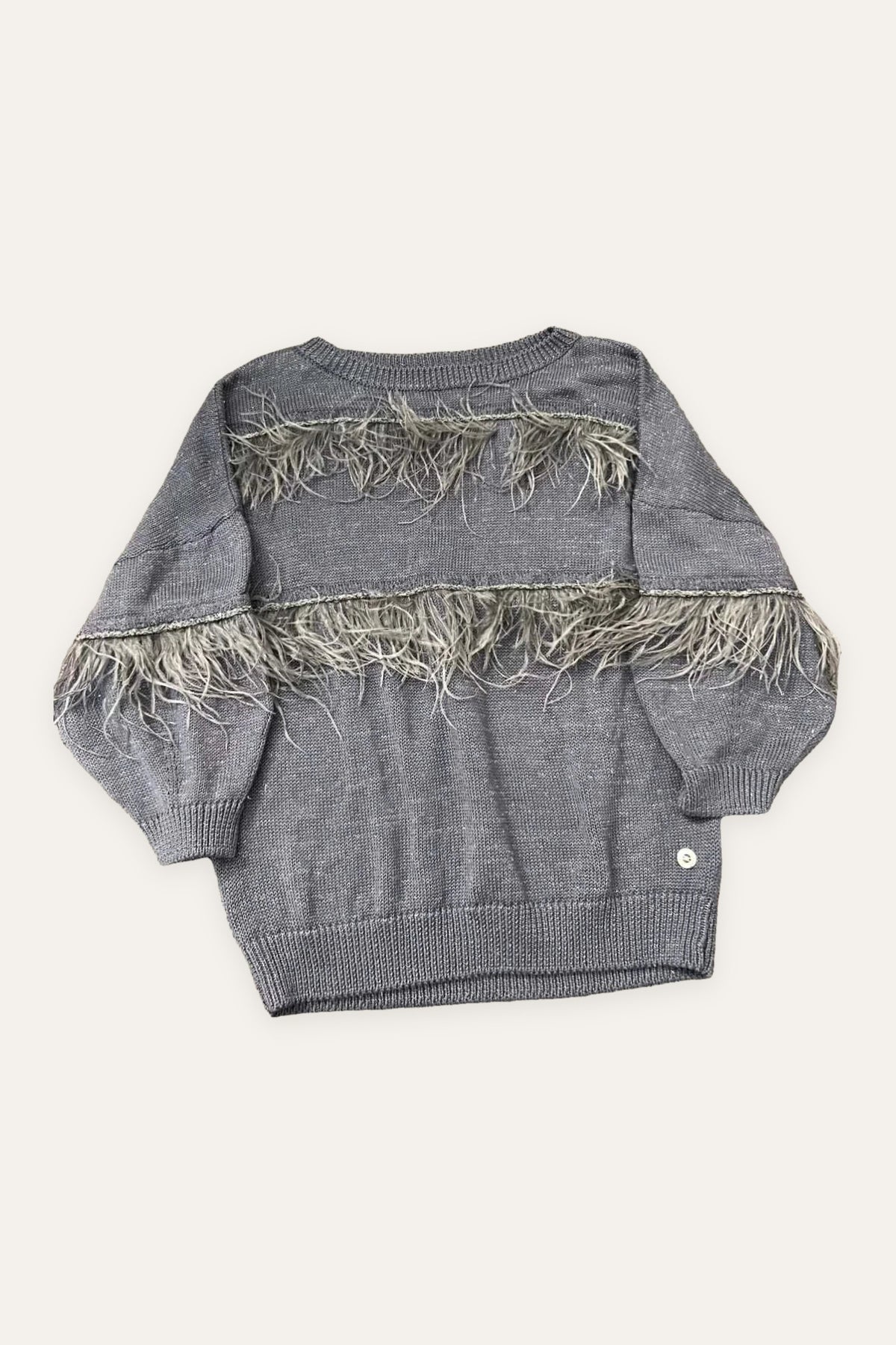 Andrè Maurice linen silk jumper with ostrich weather decoration