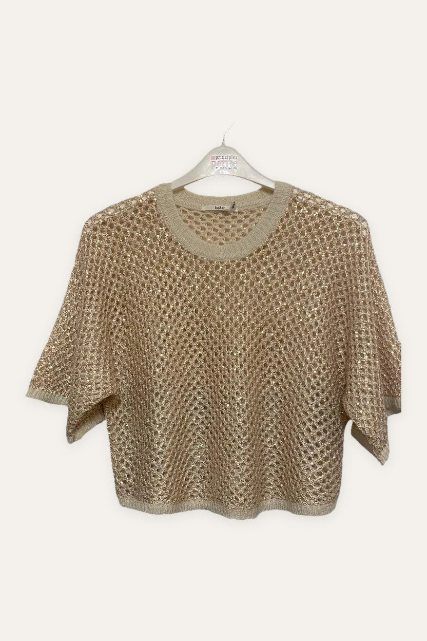 Ba&sh golden sequins decorated white top jumper