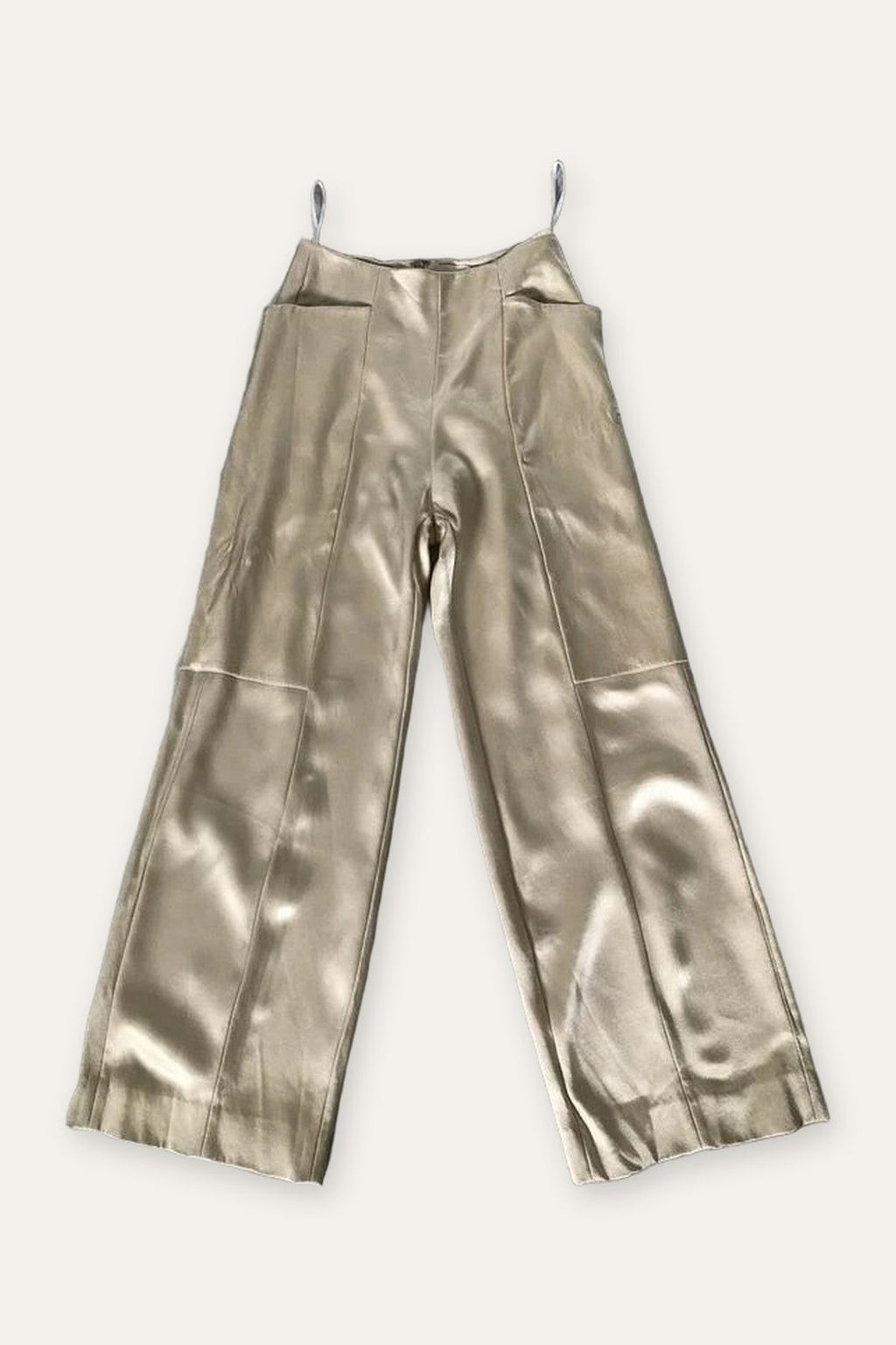 By Malene Birger gold viscose high-waisted trousers