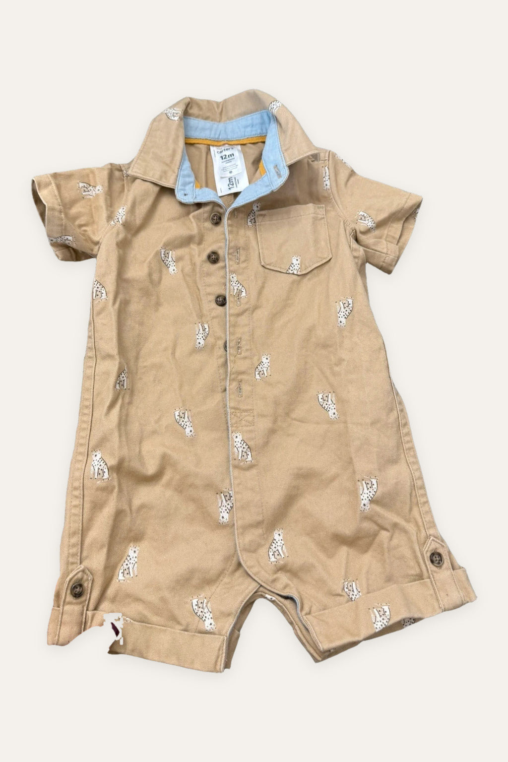Carter's beige leopard cotton romper