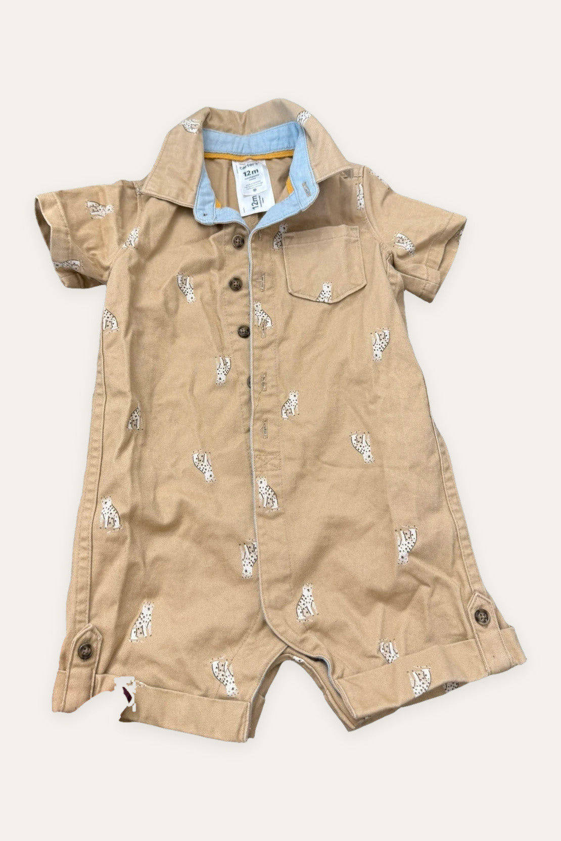 Carter's beige leopard cotton romper