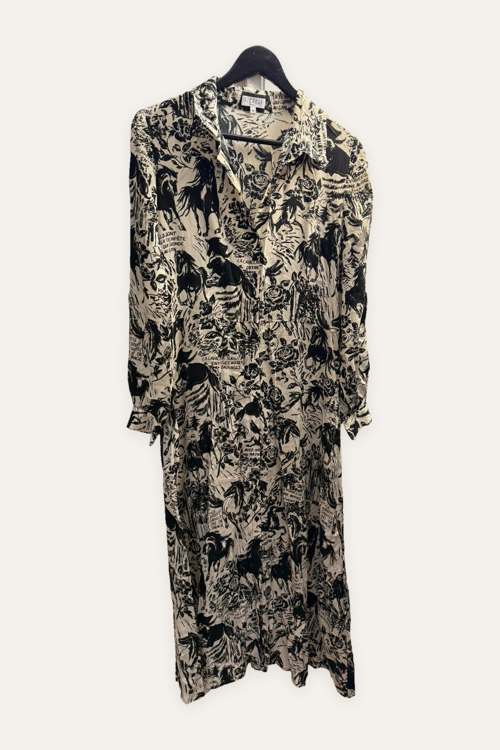 Claudie Pierlot silk long black and white dress