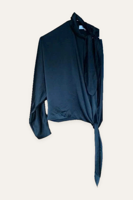 Diane von Furstenberg black one sleeve blouse