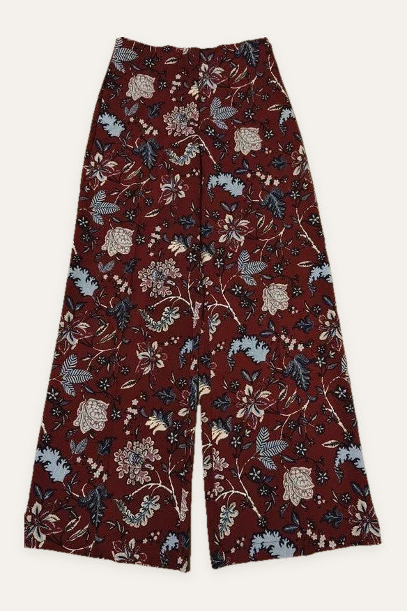 Diane von Furstenberg burgundy viscose silk trousers