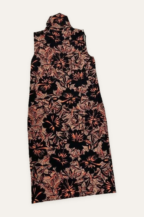 Dorothee Schumacher black cotton silk turtleneck midi dress