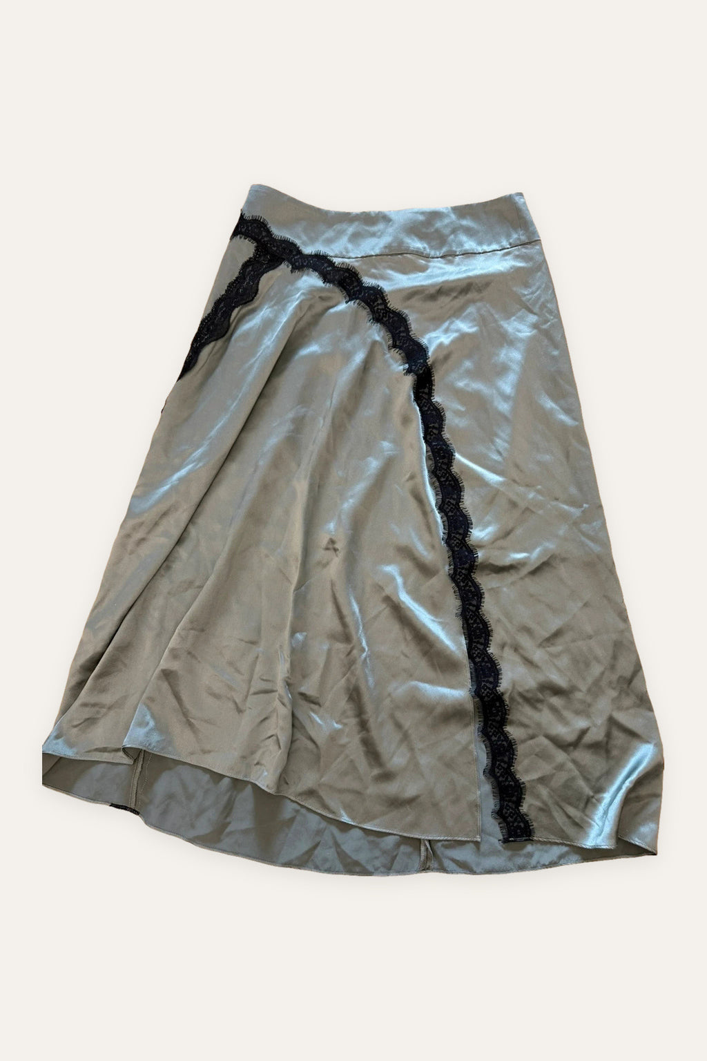 Dorothee Schumacher khaki silk long skirt with lace