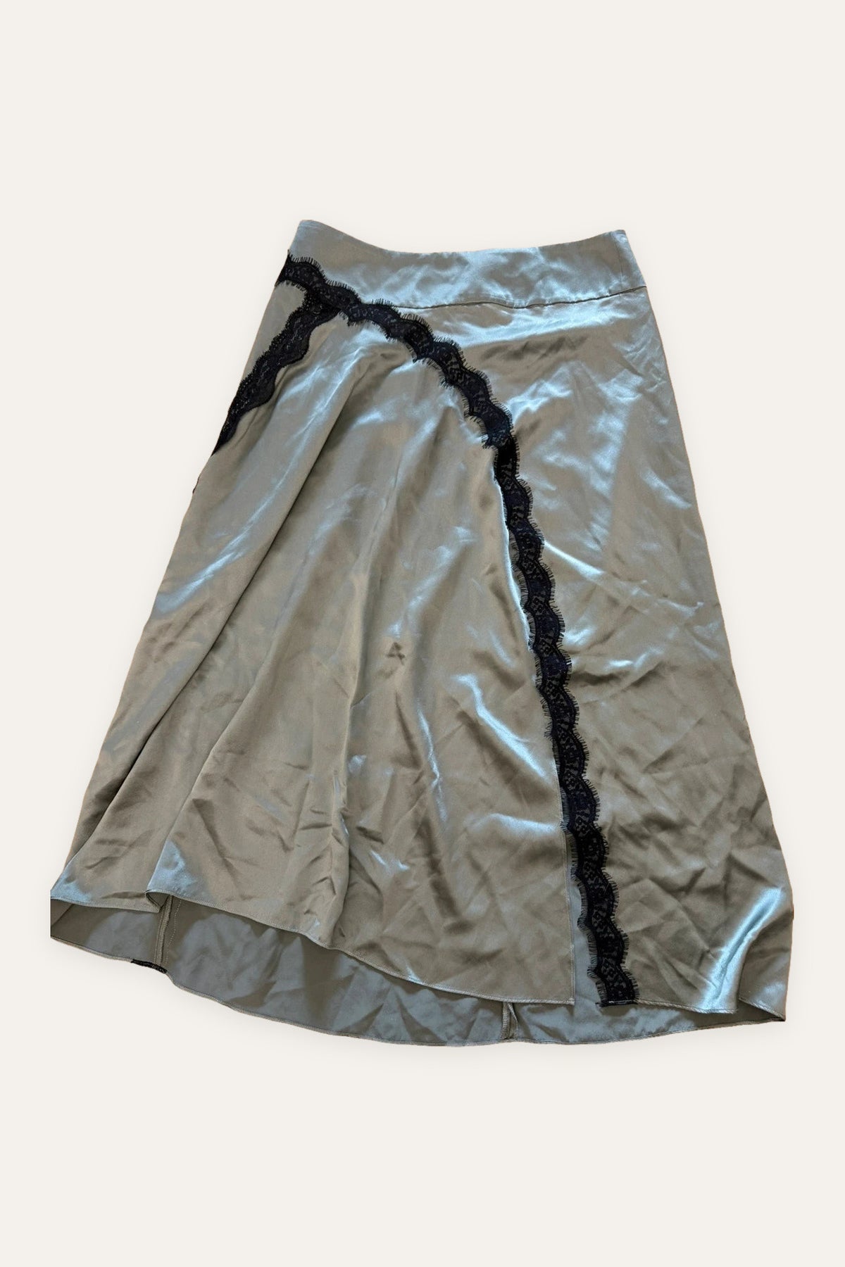 Dorothee Schumacher khaki silk long skirt with lace