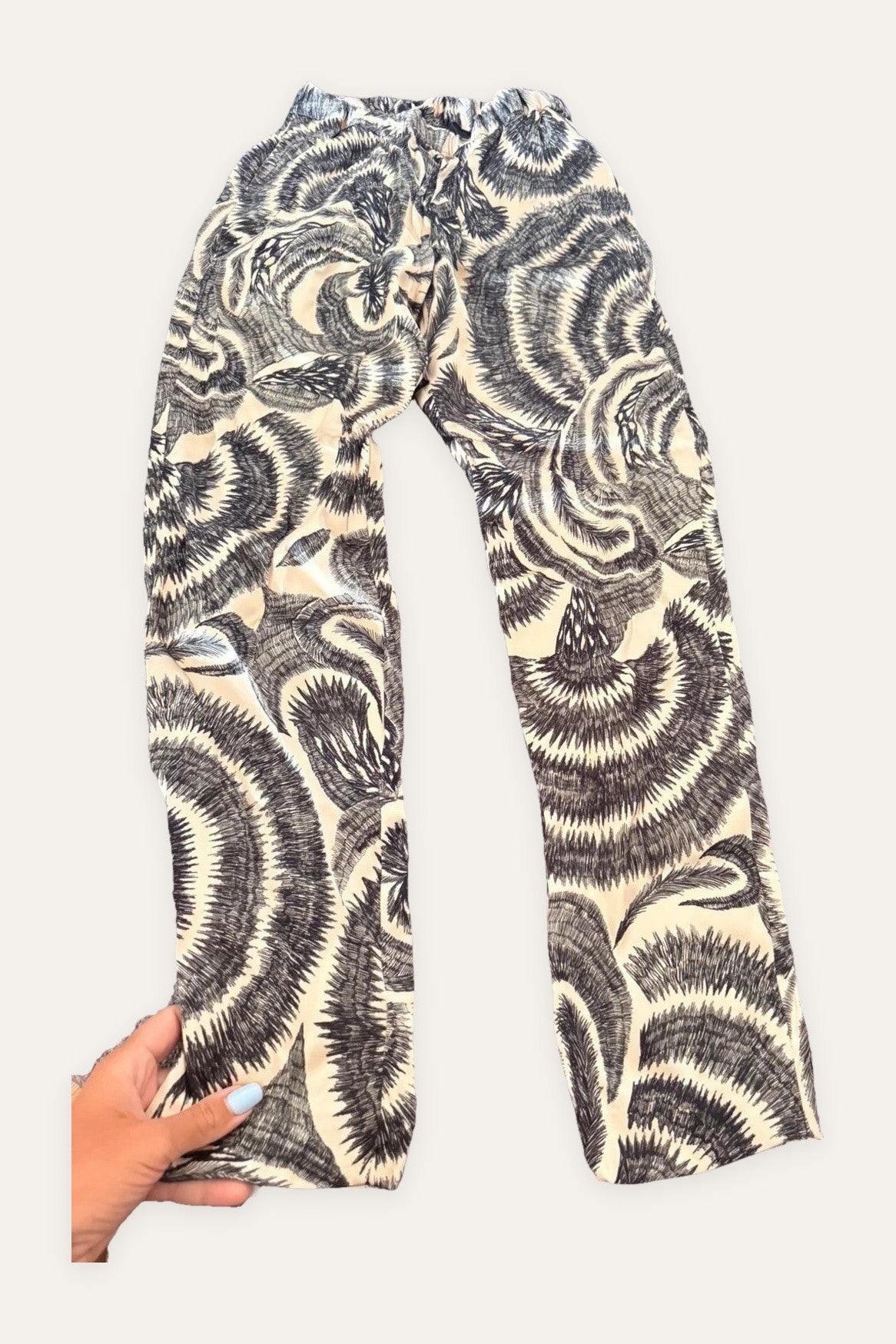 Dries van Noten beige viscose acetate fluid trousers