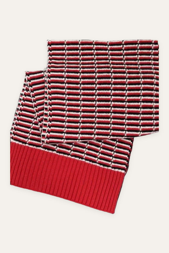 Eric Bompard red woven wool cashmere scarf
