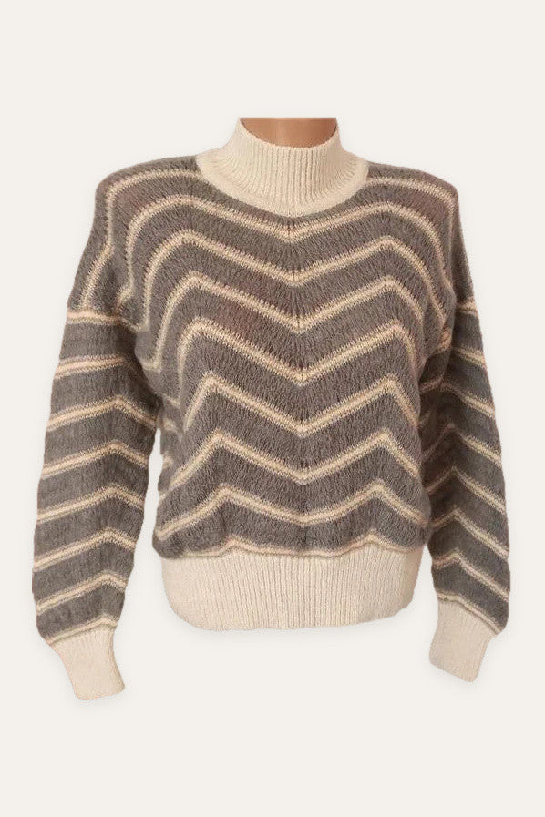 Fabiana Filippi grey zigzag alpaca wool turtleneck sweater