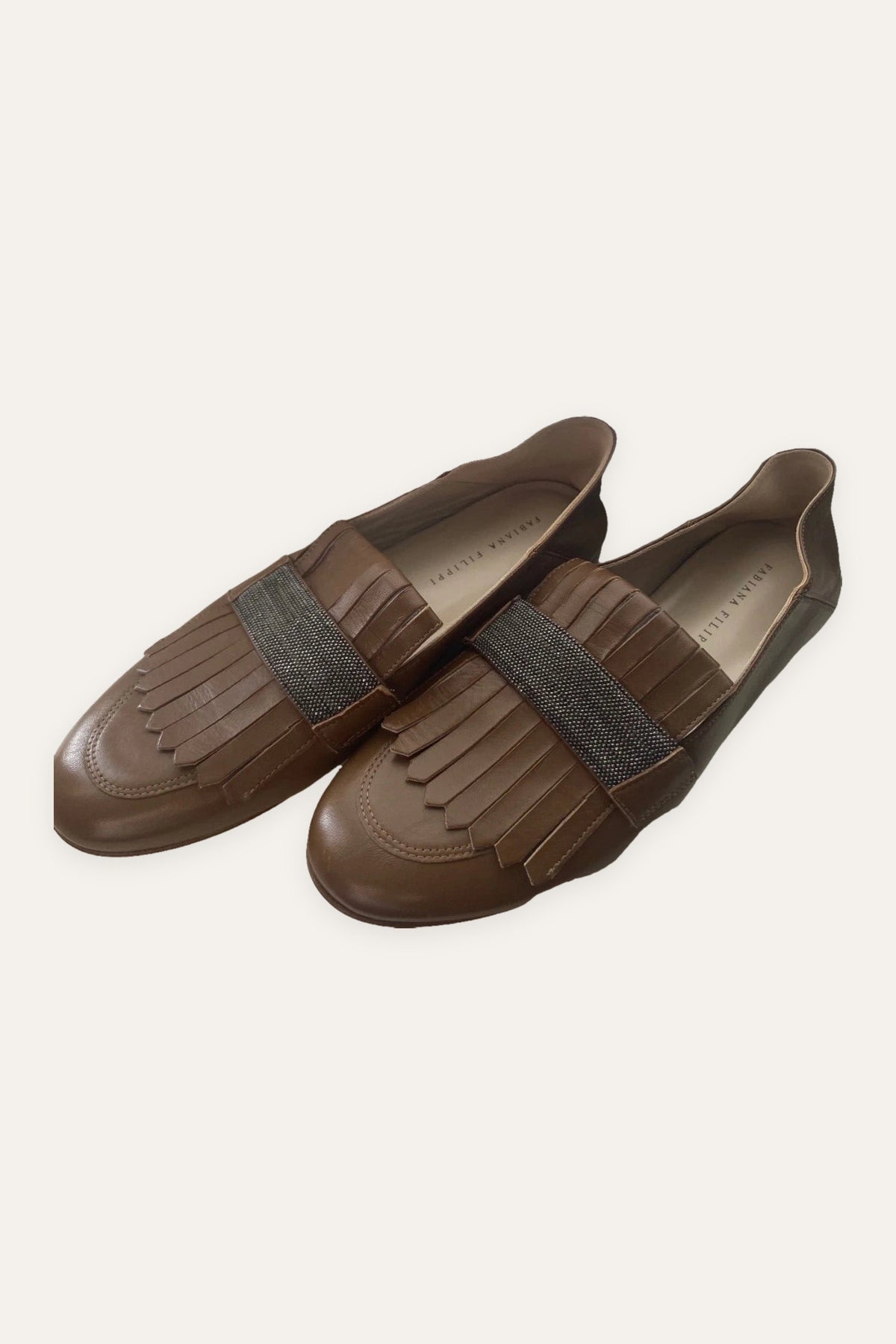 Fabiana Filippi new beige leather loafers