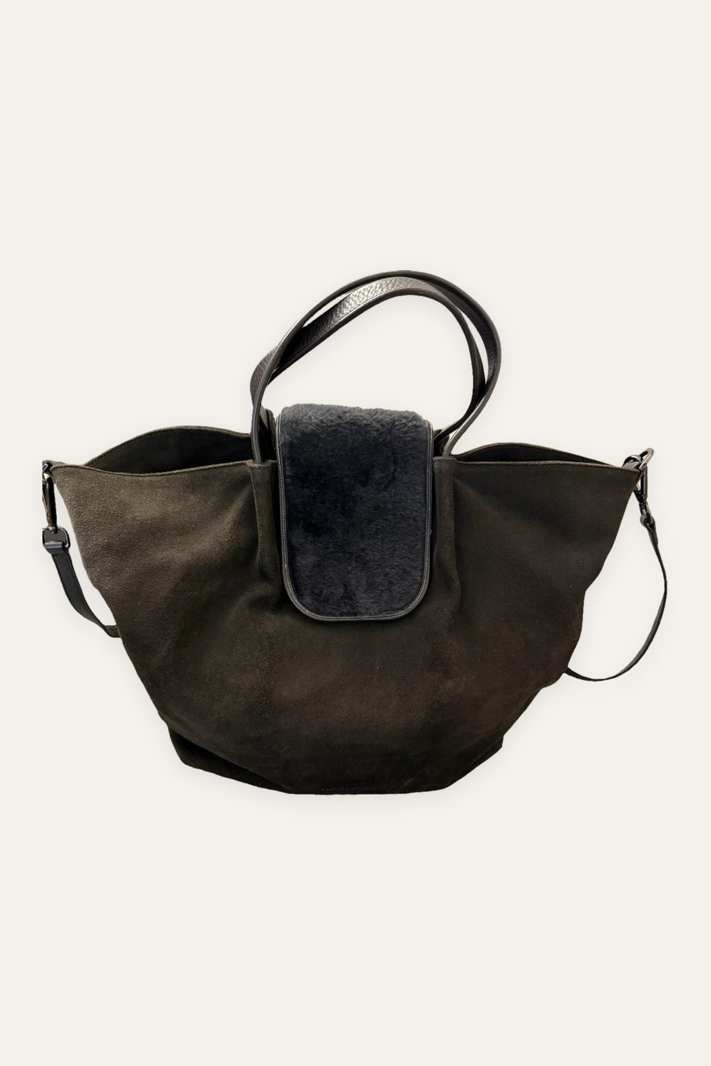 Fabiana Filippi very dark chocolate suede leather big bag