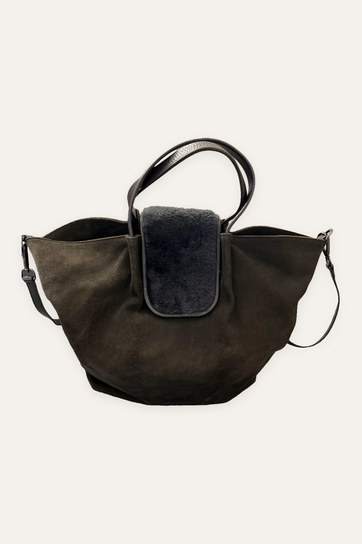 Fabiana Filippi very dark chocolate suede leather big bag