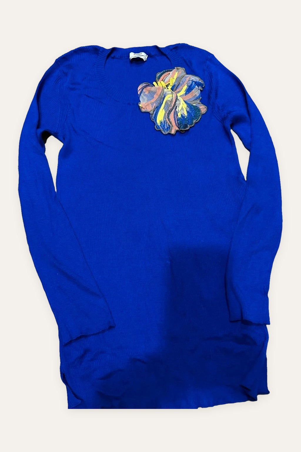 Fendi new electric blue silk longsleeve