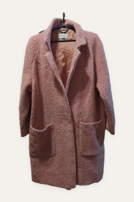 Ganni pink wool oversize coat