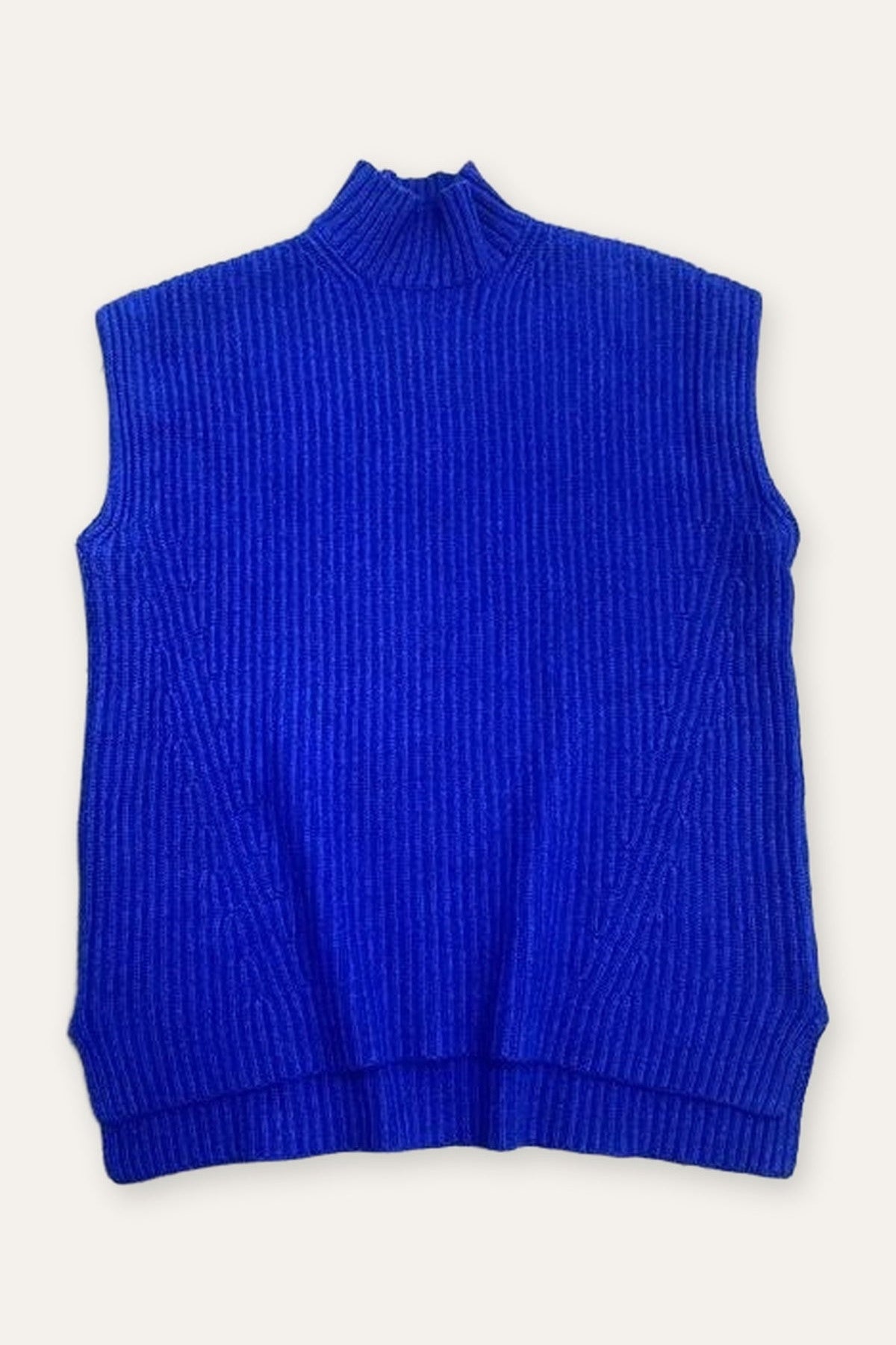 Ganni wool electric blue sleeveless vest