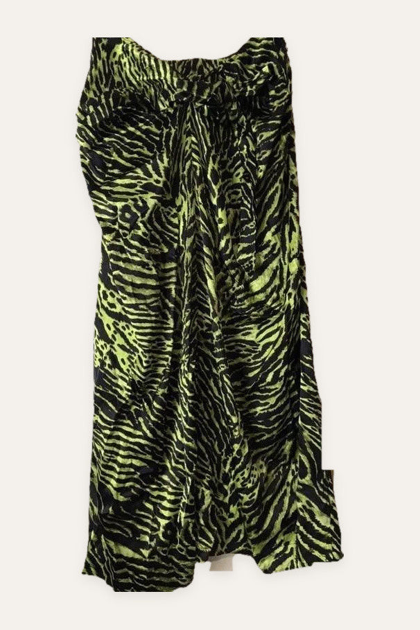 Ganni zebra silk long skirt