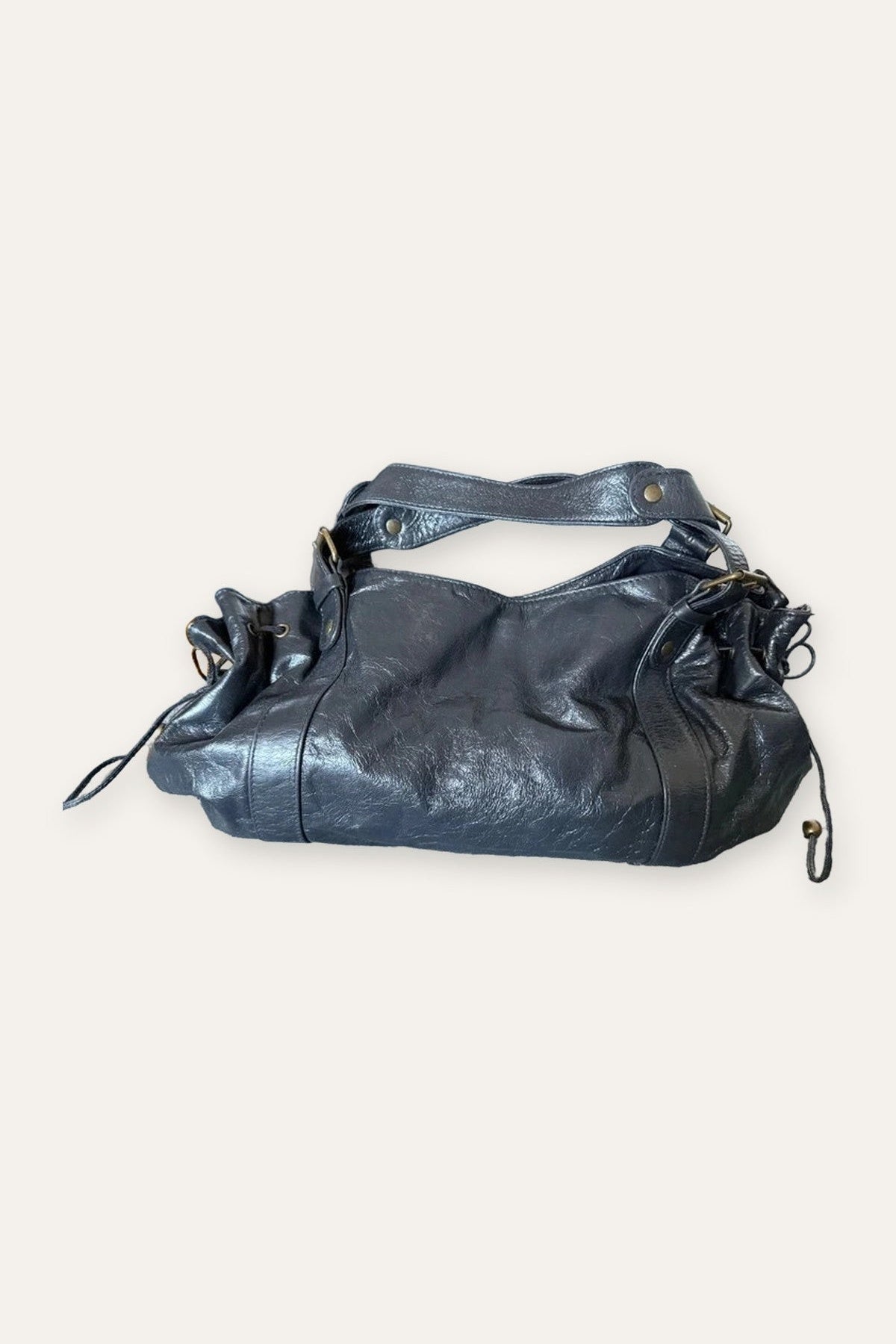 Gerard Darel 24H anthracite graphite grey leather bag