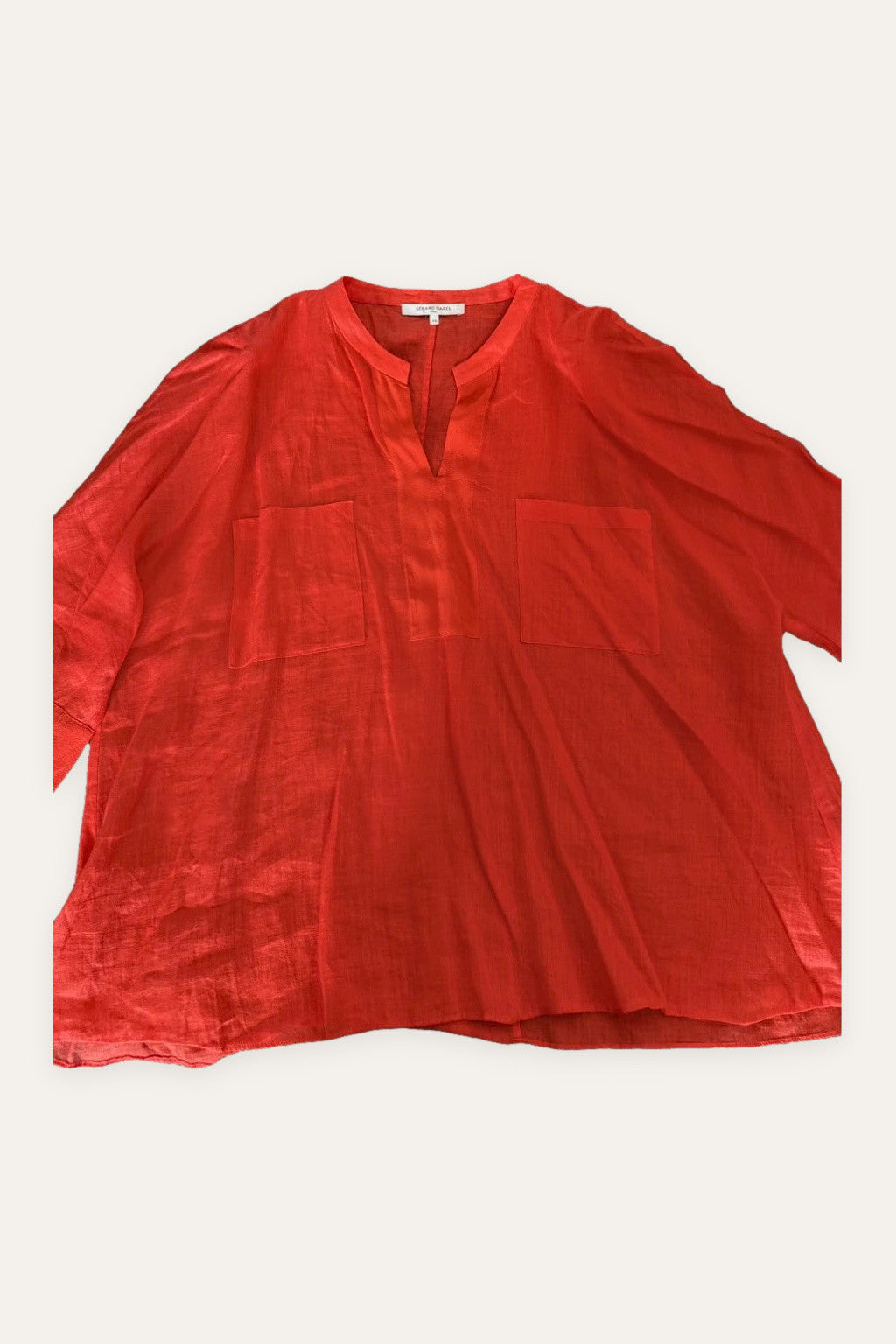 Gerard Darel red ramie silk blouse size L