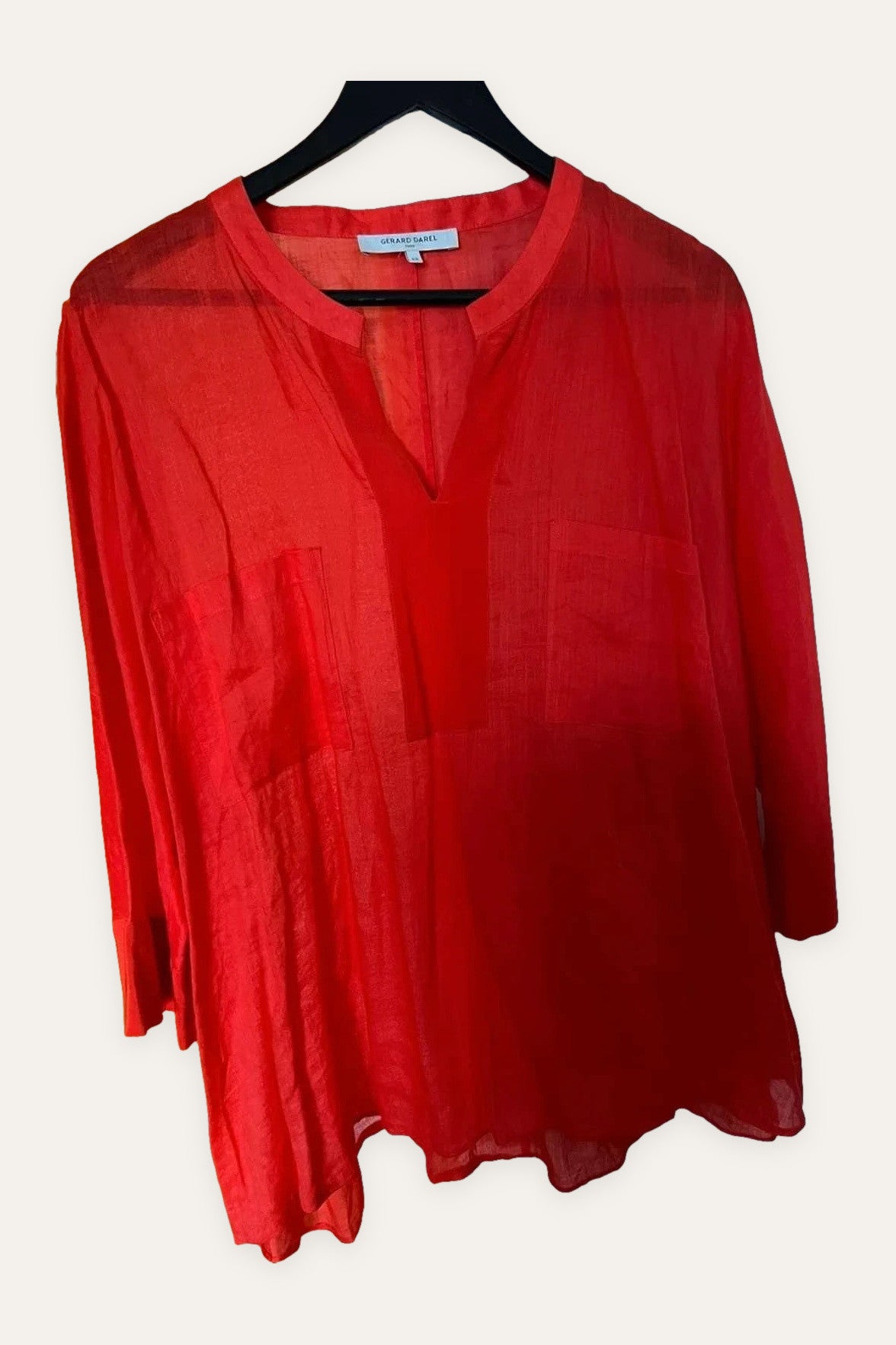 Gerard Darel red ramie silk blouse size XL