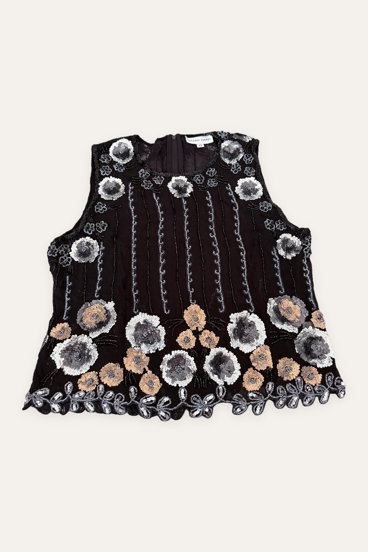Gerard Darel silk top sequins embroidered