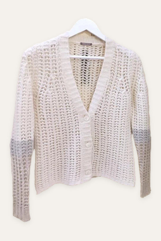 Hemisphere alpaca wool blend white light cardigan