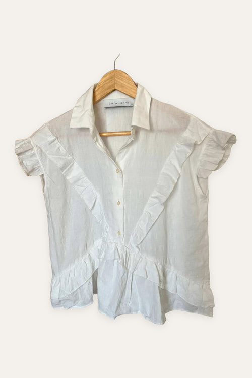 IRO white sleeveless cotton shirt