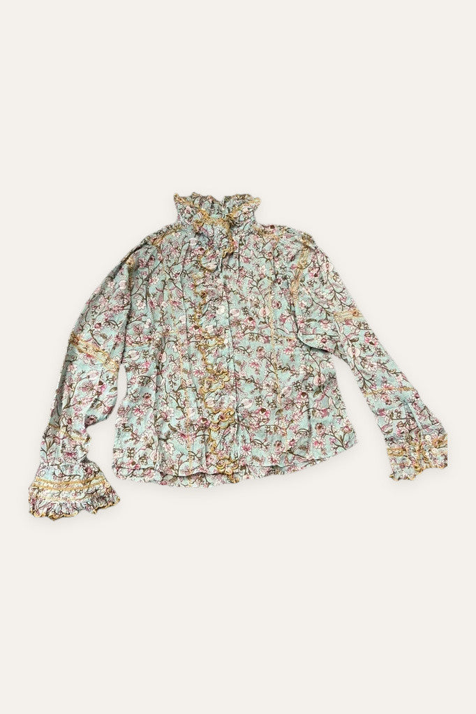 Isabel Marant blue floral cotton embroidered shirt blouse