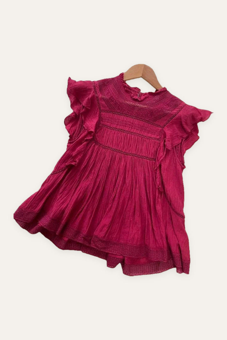Isabel Marant Étoile viscose cotton blend burgundy lace top blouse