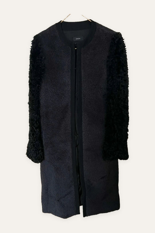 Joseph alpaca wool black coat lamb kalgan sleeves