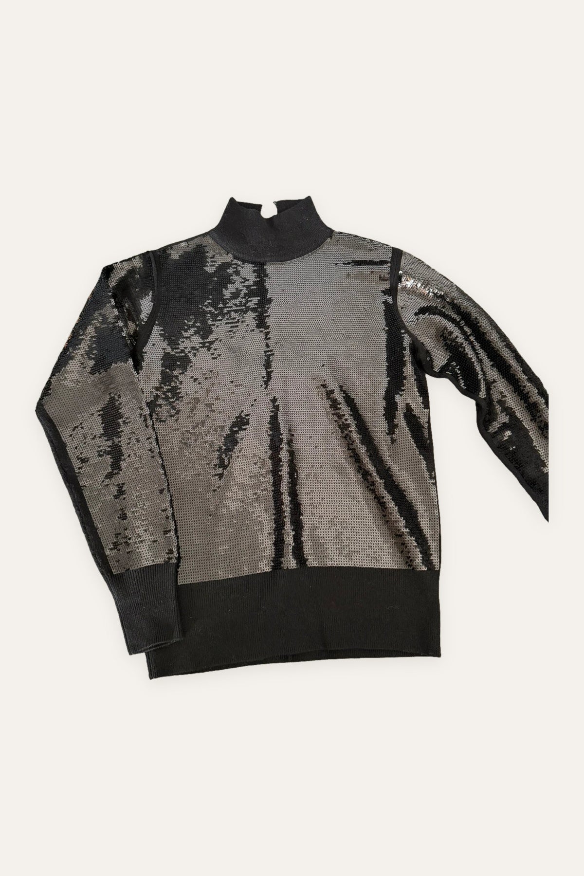 Joseph black wool sequined turtleneck sweater