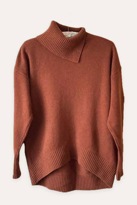 Joseph high neck soft wool terracotta sweater