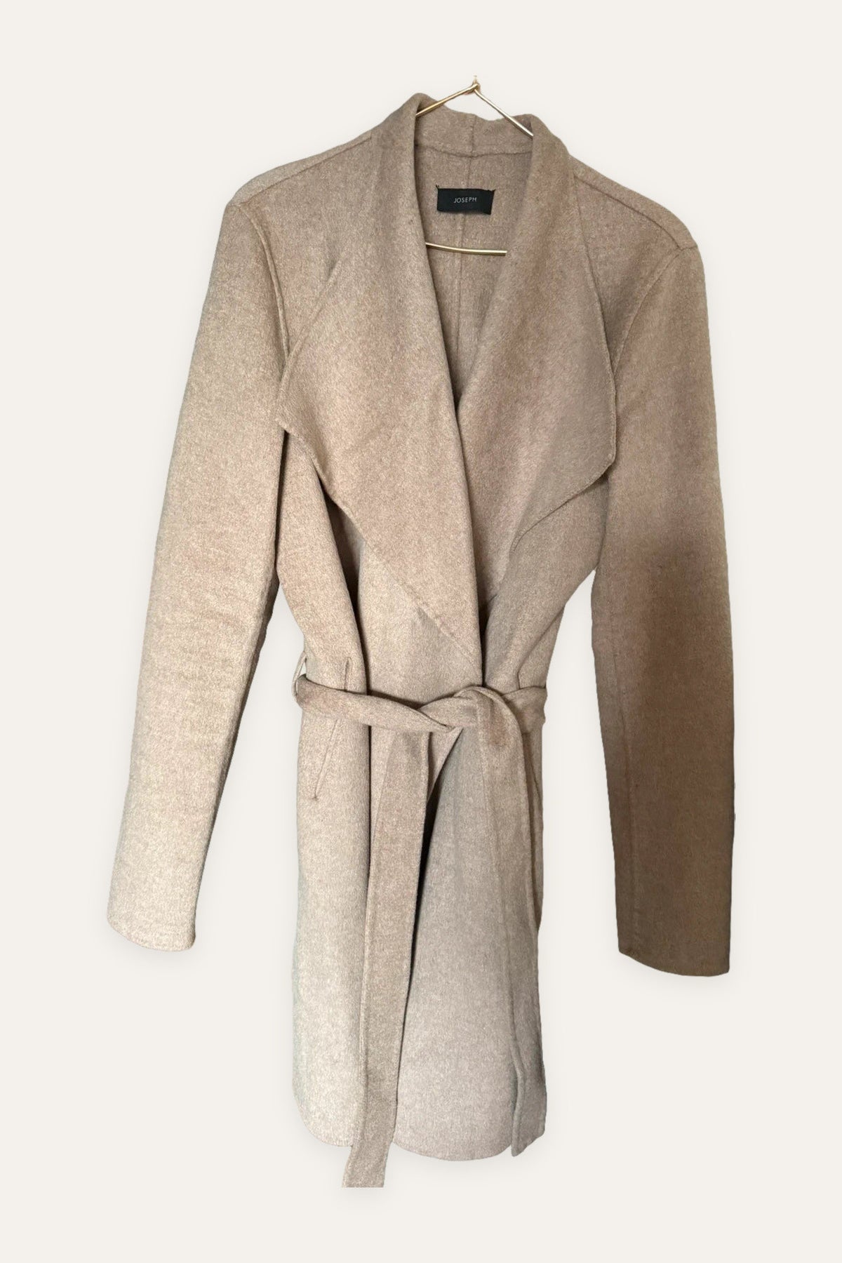 Joseph Lisa long dbl cashmere beige wrap belted coat