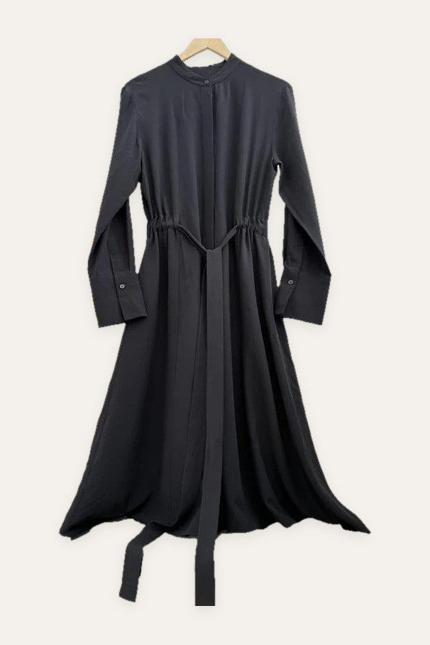 Joseph new black silk long belted dress