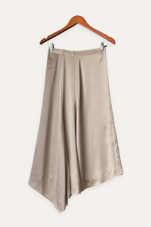 Joseph Selena beige textured silk satin asymmetric skirt