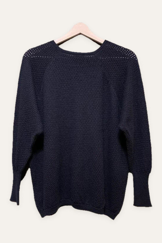 Leetha navy cashmere silk sweater