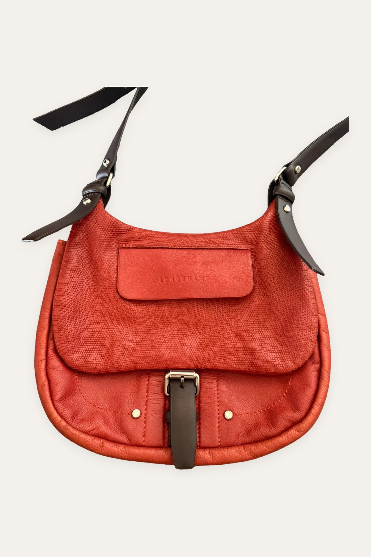 Longchamp balzan burgundy brown leather crossbody bag