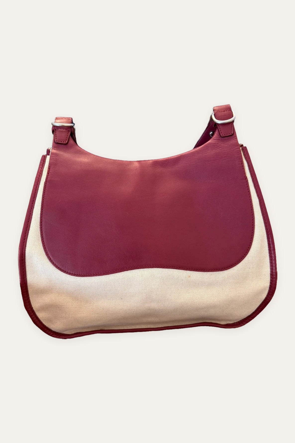 Longchamp balzane burgundy leather white fabric big bag