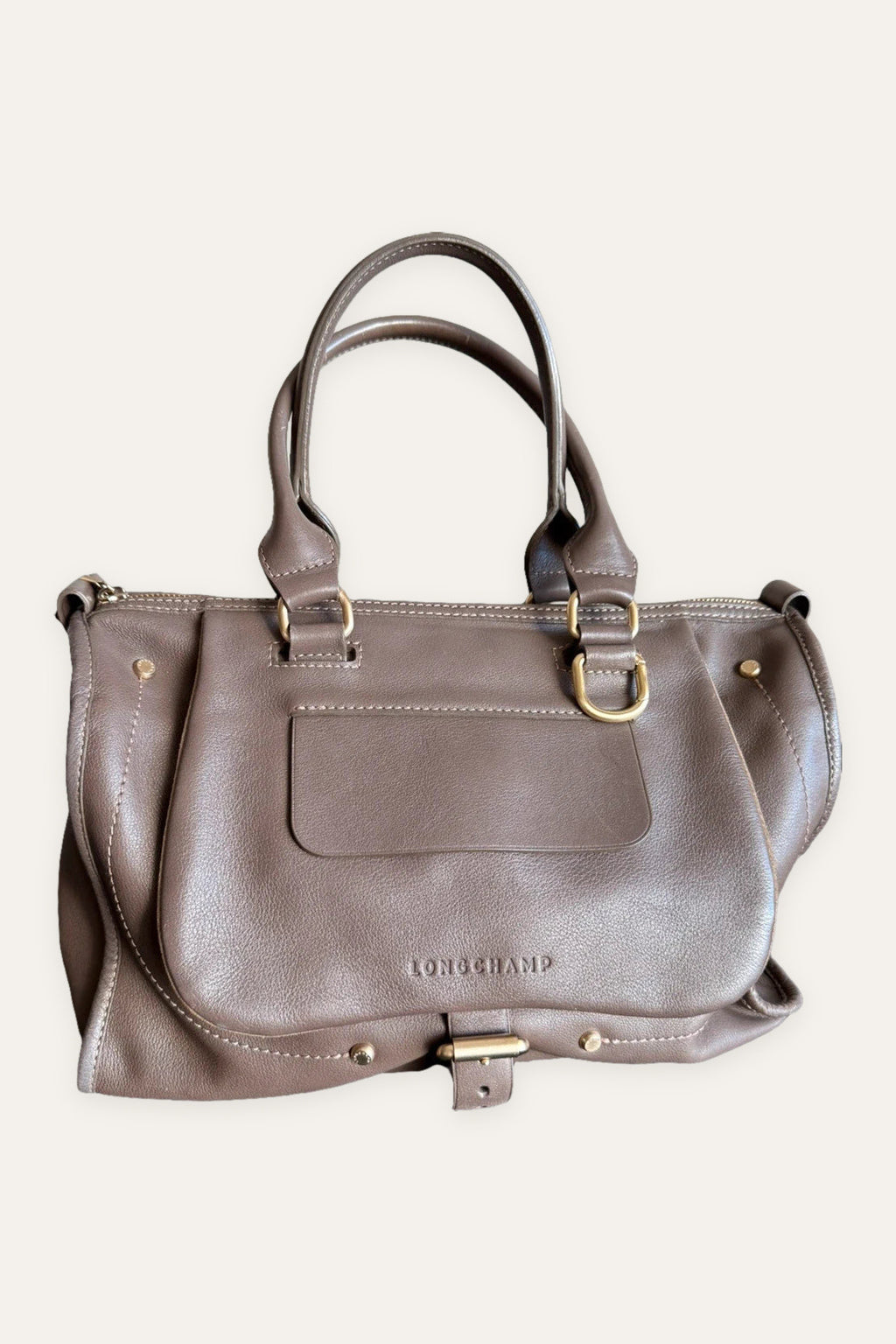 Longchamp balzane taupe leather handbag