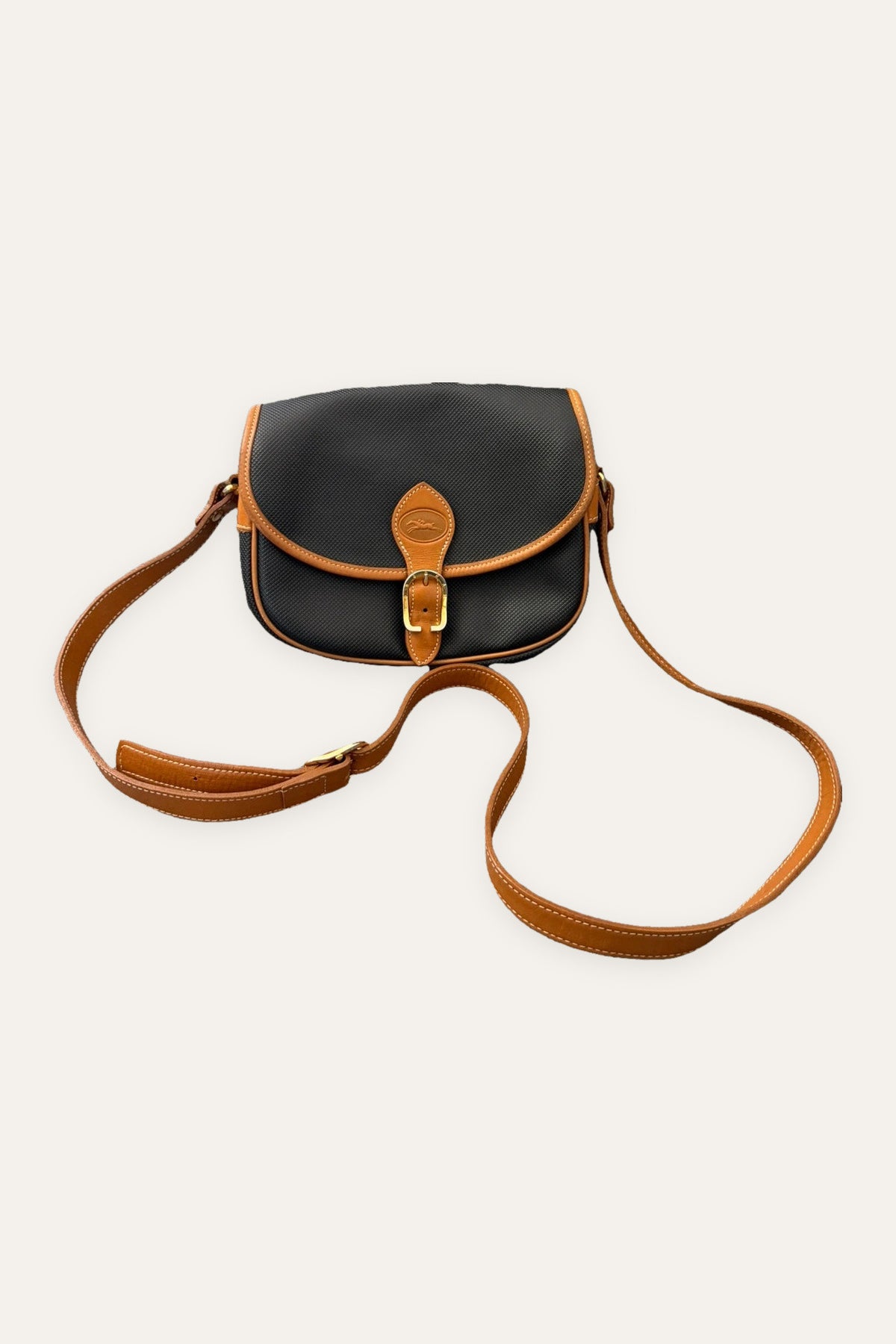 Longchamp black brown crossbody bag
