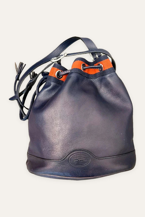 Longchamp blue leather bucket bag