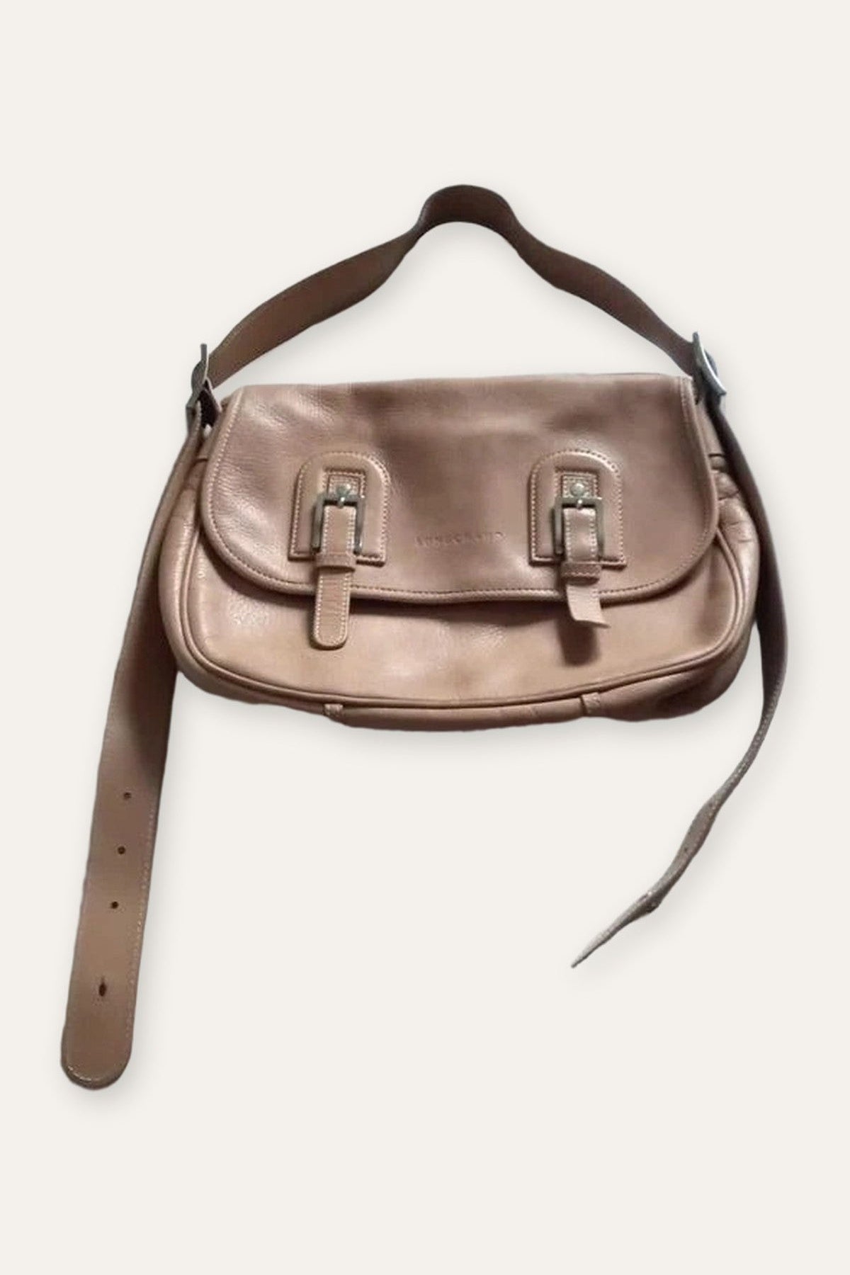 Longchamp cosmos beige leather messenger bag