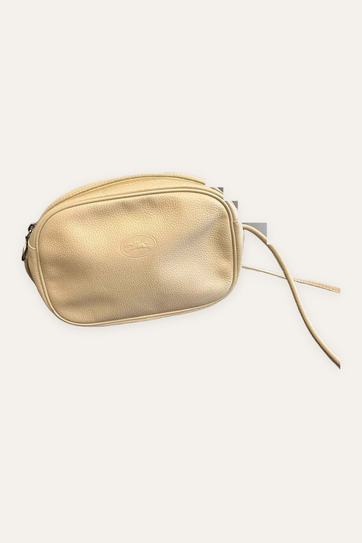 Longchamp ecru leather vintage crossbody bag