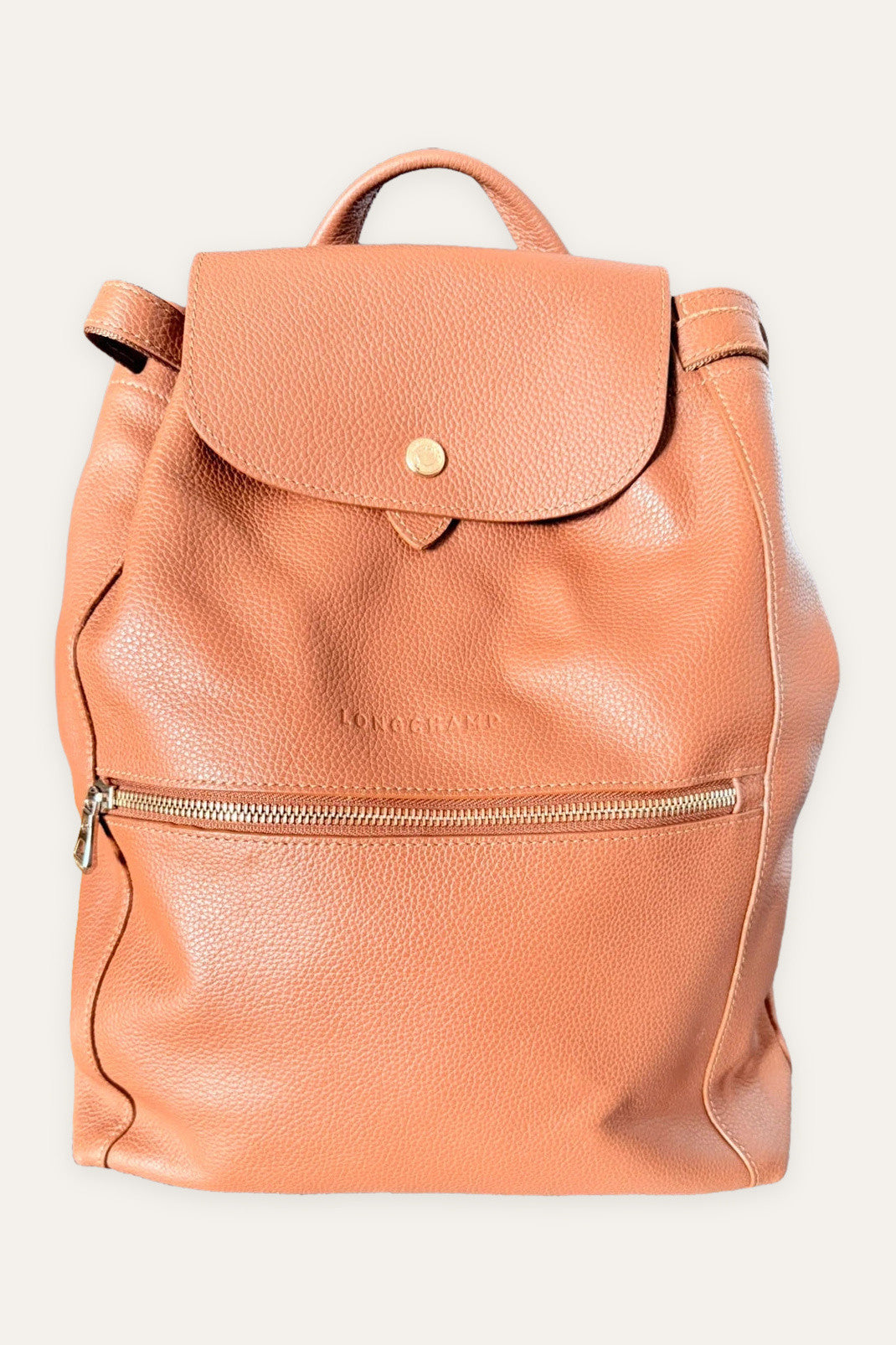 Longchamp le foulonne brown leather backpack