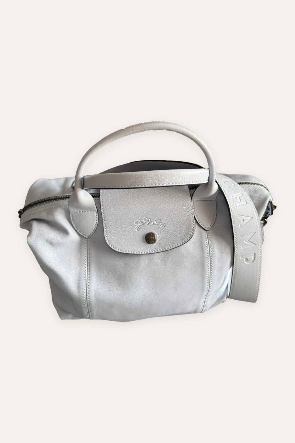 Longchamp le pliage blue leather small bag